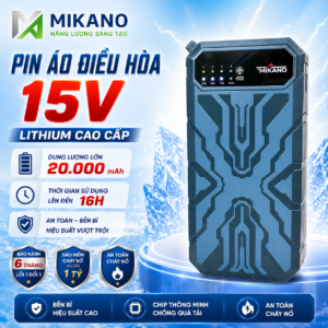 Pin Áo Điều Hòa 15V MIKANO 20.000mAh – Dùng 16H, BH 6 Tháng